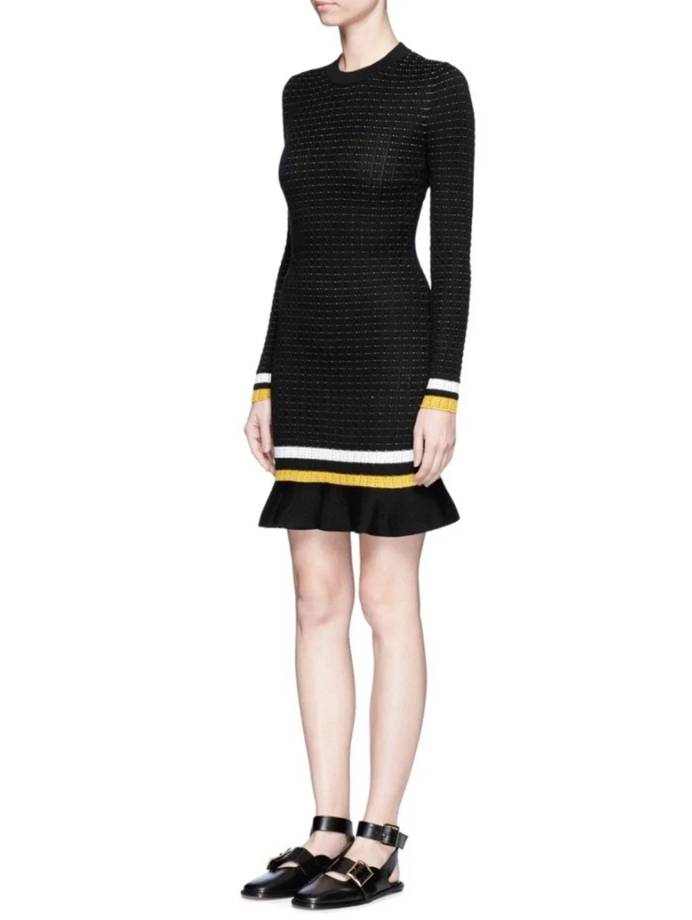 Phillip Lim Striped Ruffle Hem Knit Dress. - Picture 4 of 16